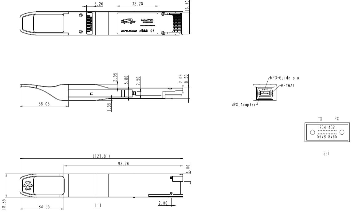 400G QSFPDD SR8 Optical Transceiver Module GIGALIGHT